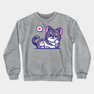 Cute Cat Lay Cartoon Crewneck Sweatshirt